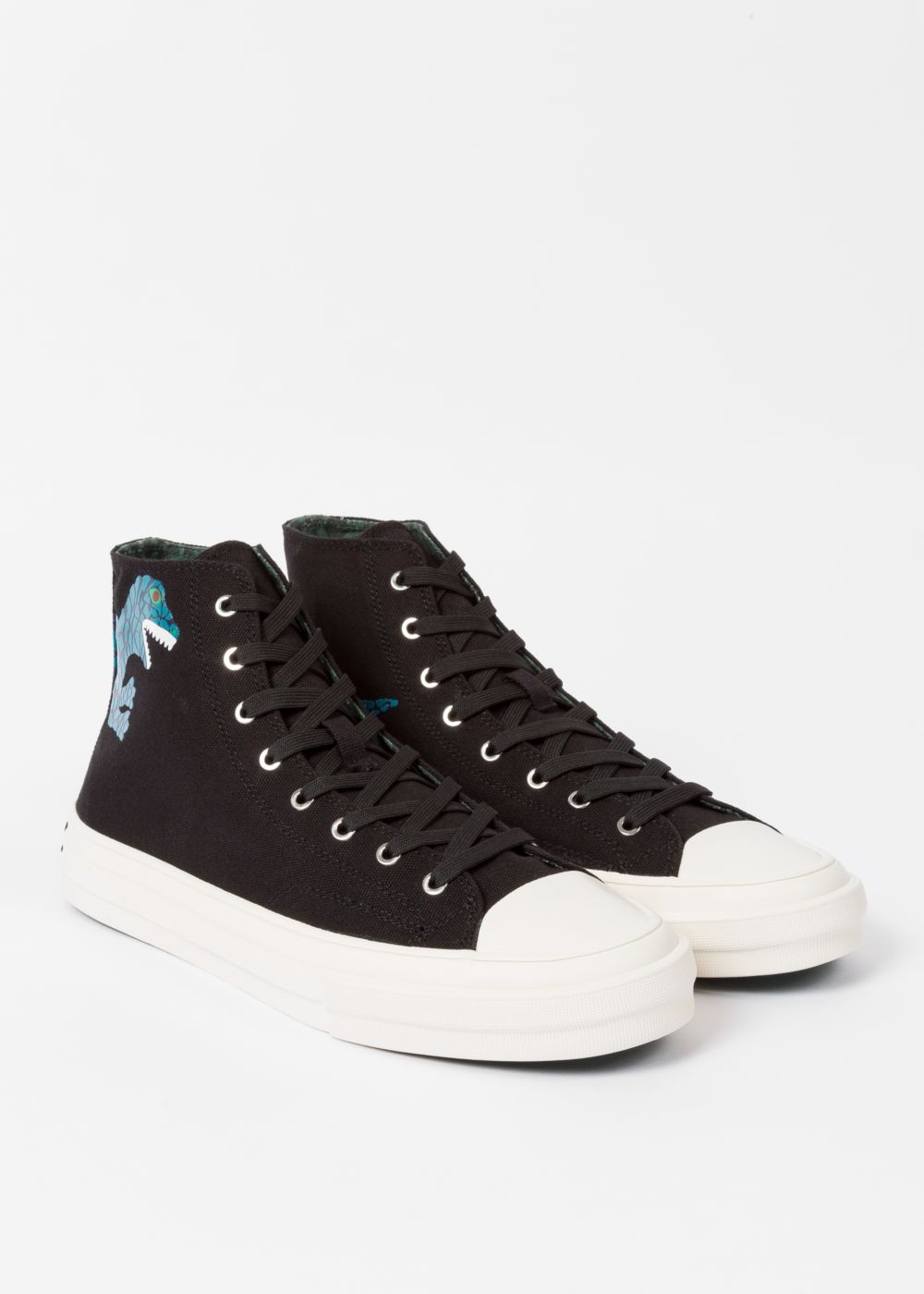 Paul Smith Mens's Black Canvas 'kirk' Shoes With Dino Print