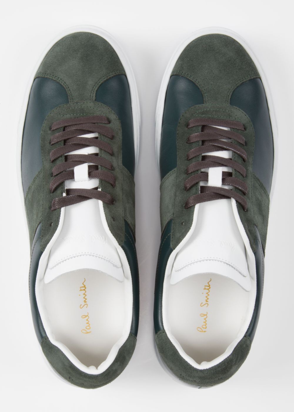 Paul Smith Men's Bottle Green Leather 'levon' Trainers