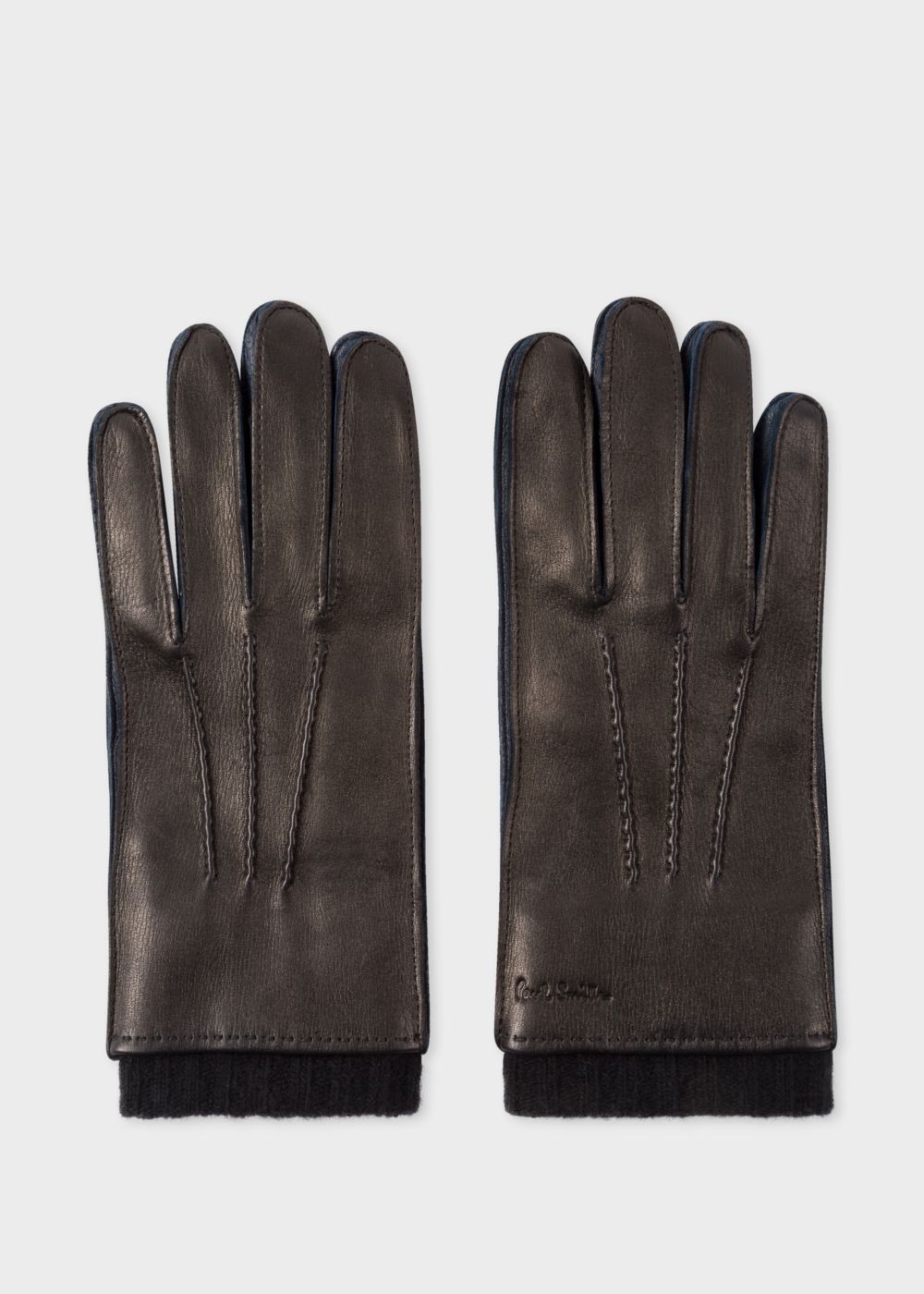 Paul Smith Men's Black Deerskin Silk-Cashmere Lined Gloves