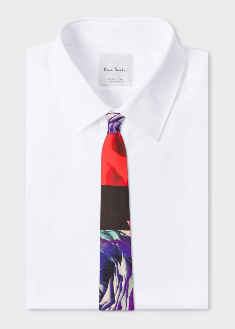 Paul Smith Men's 'rose Collage' Print Narrow Silk Tie