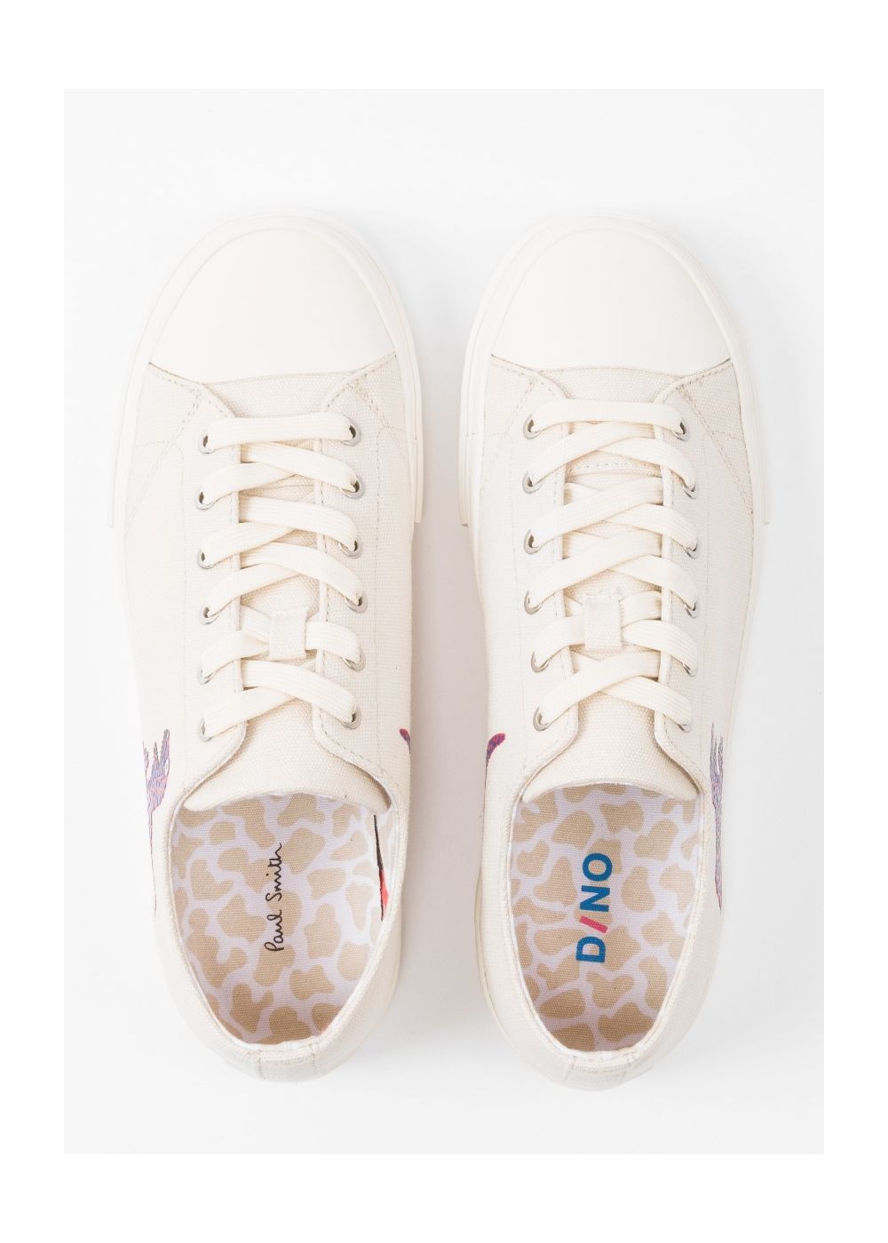 Paul Smith Womens's Ecru Canvas 'kinsey' Shoes With 'dino' Print