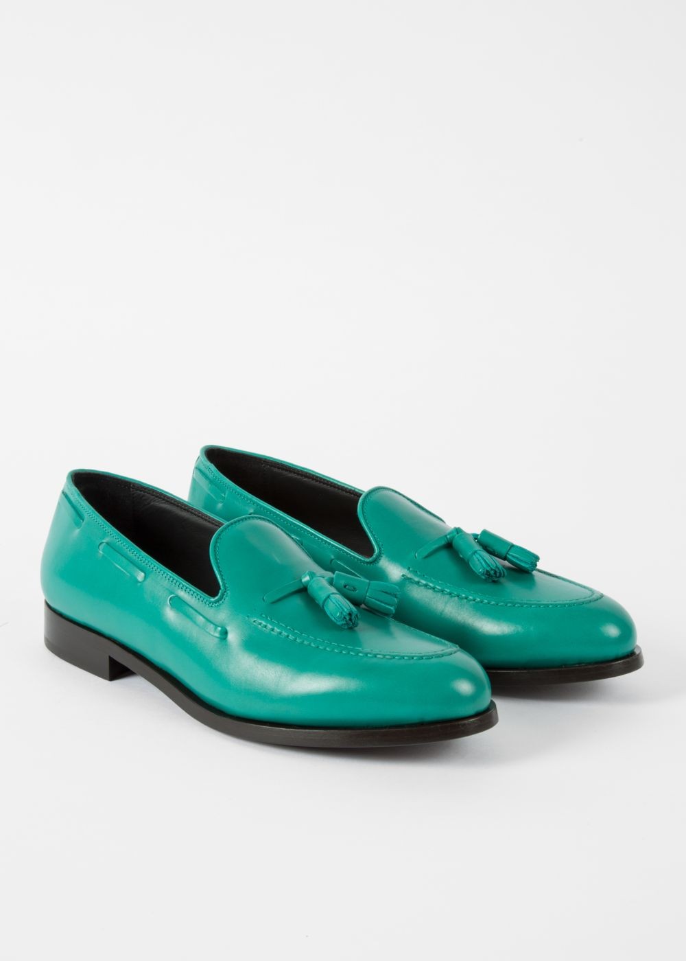 Paul Smith Men's Teal Leather 'simmons' Tasseled Loafers Shoe