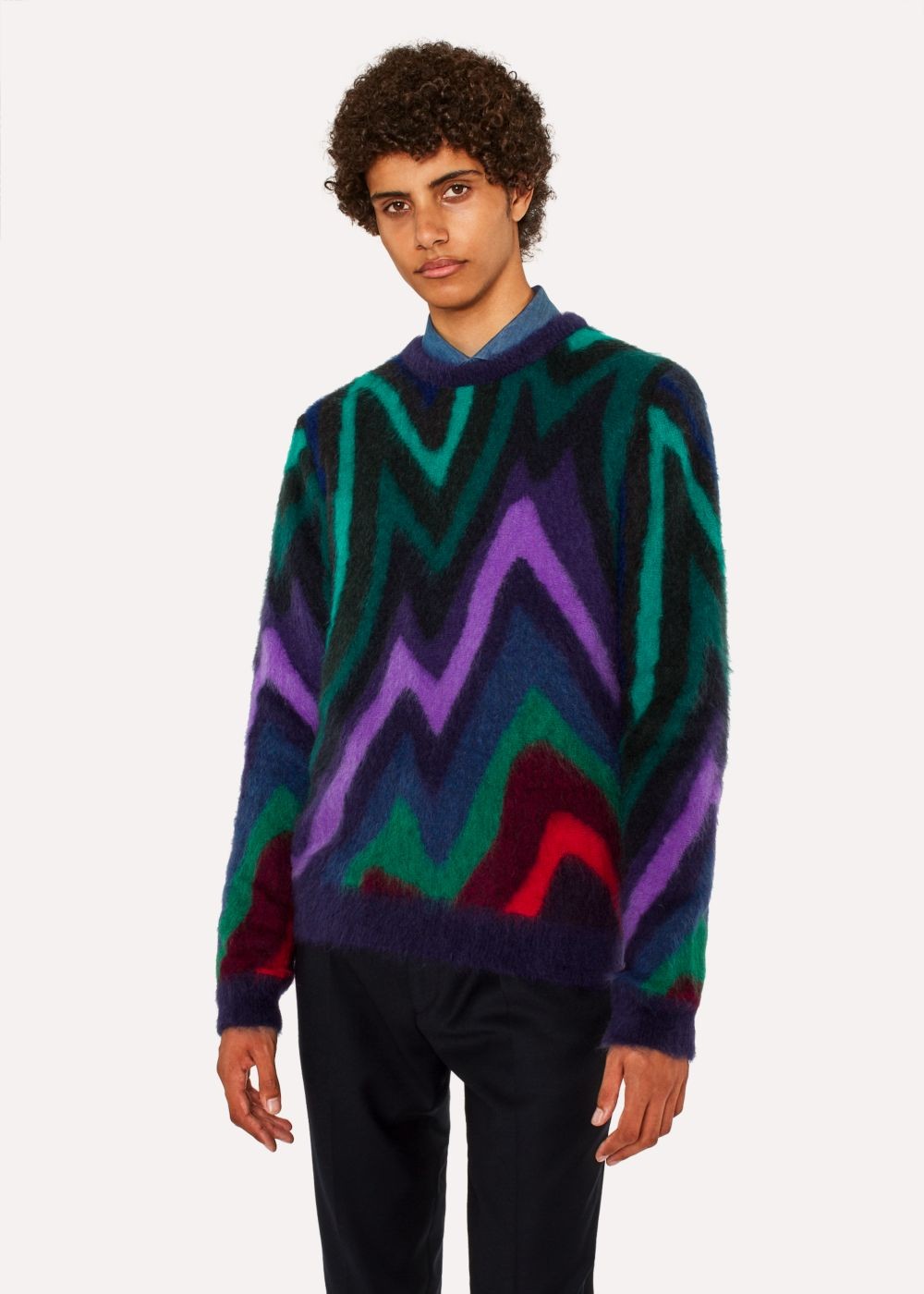 Paul Smith Men's Mohair-Blend 'dreamer Stripe' Crew Neck Sweater