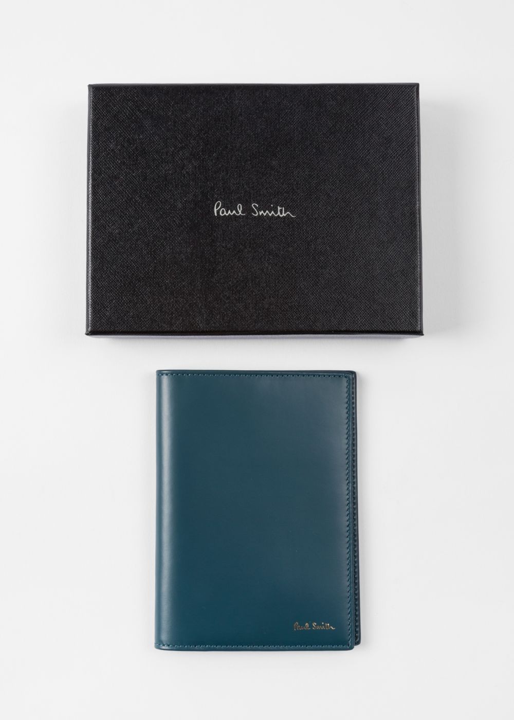 Paul Smith Mens's Teal Signature Stripe Interior Leather Passport Cover