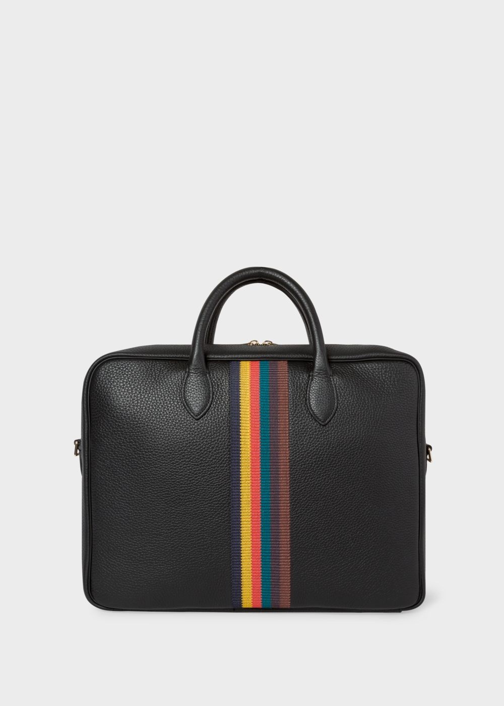 Paul Smith Men's Black 'bright Stripe' Leather Business Folio Accessories