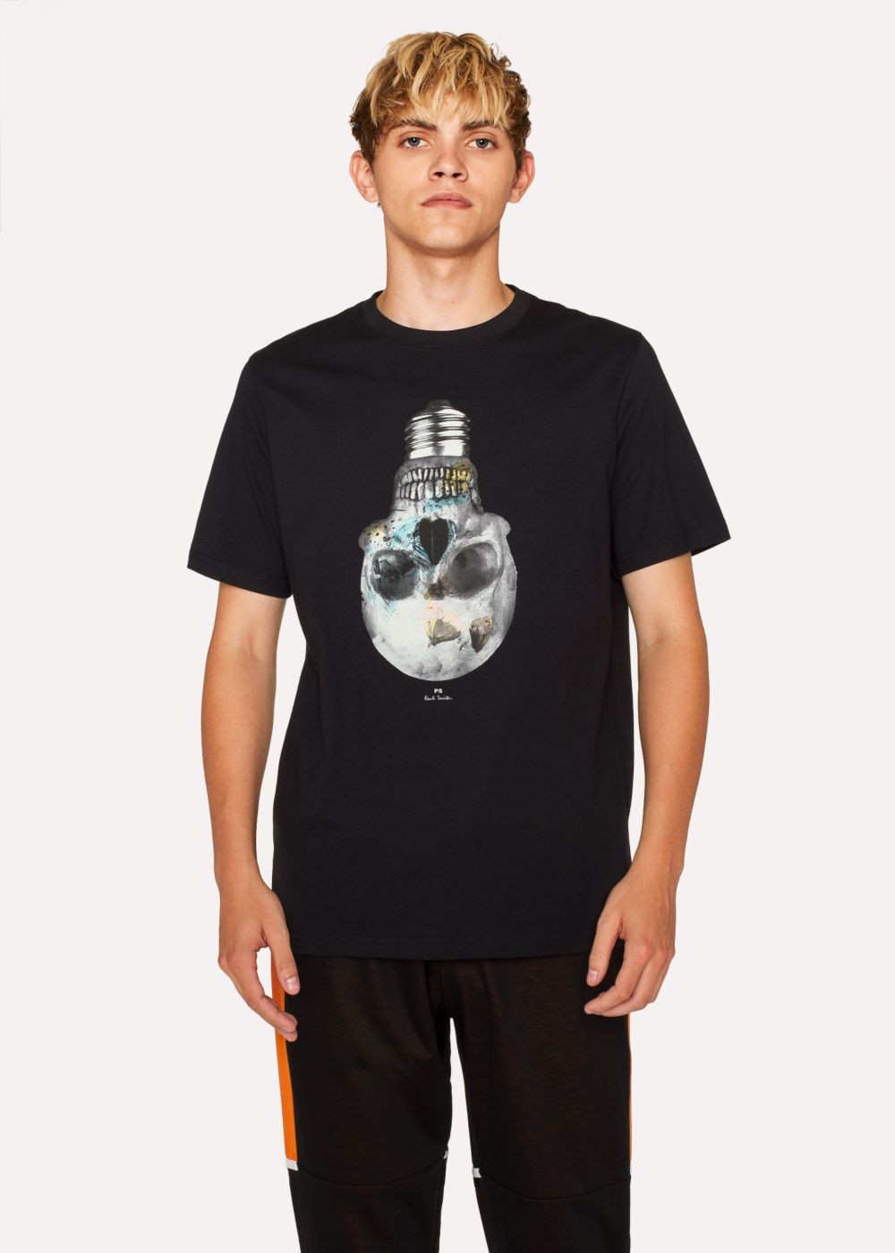Paul Smith Men's Black 'skull Bulb' Print Organic-Cotton Tee