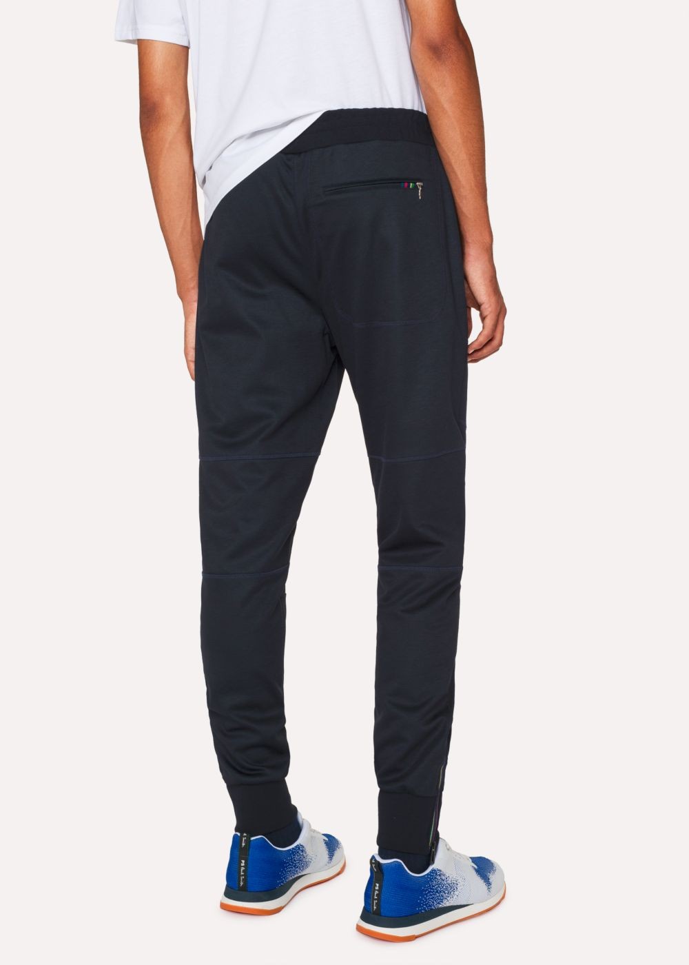 Paul Smith Mens's Dark Navy Cotton-Blend Panelled SweatPants With Cycle Stripe Detail