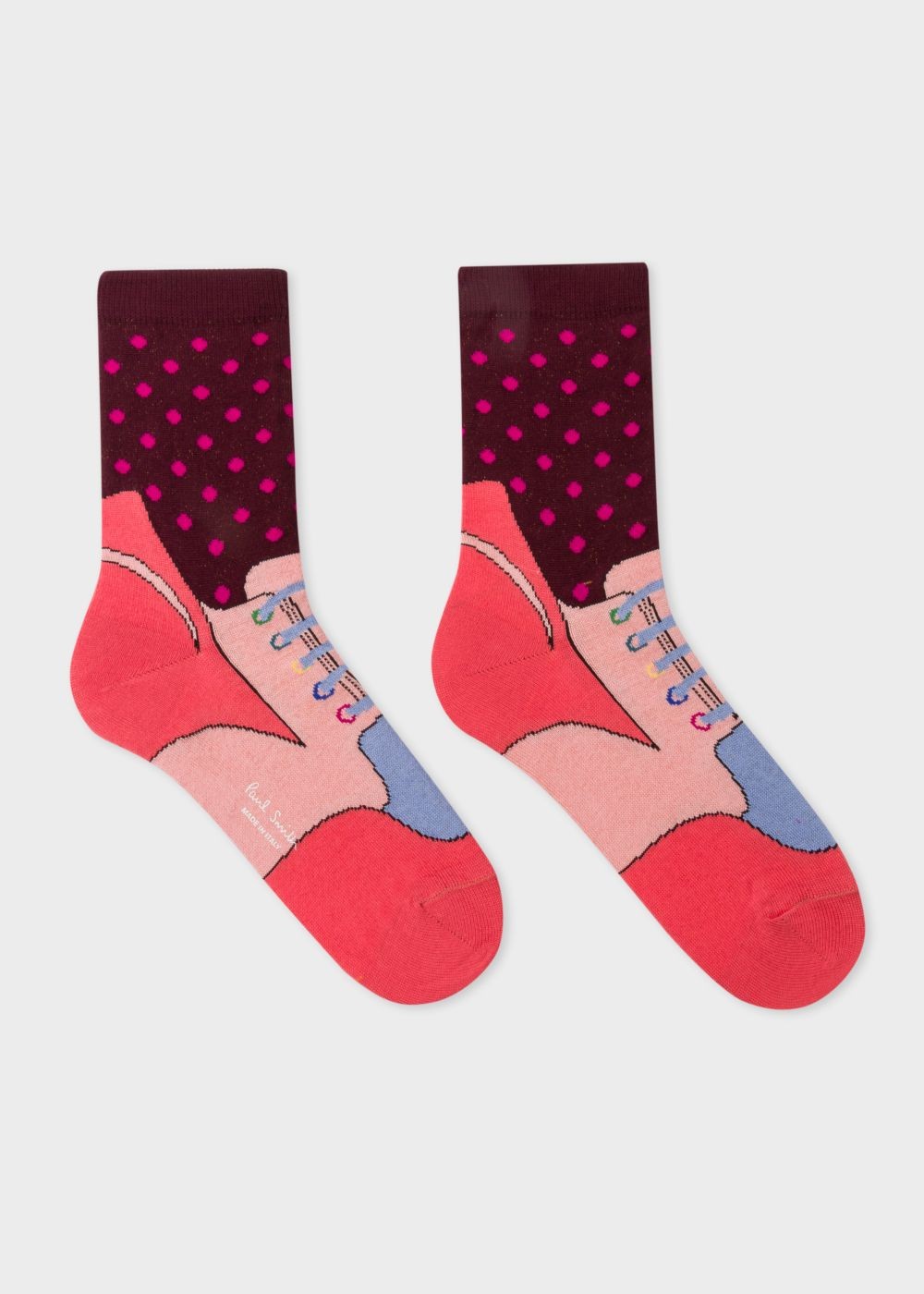 Paul Smith Lady's Pink 'trainer' Pattern Socks