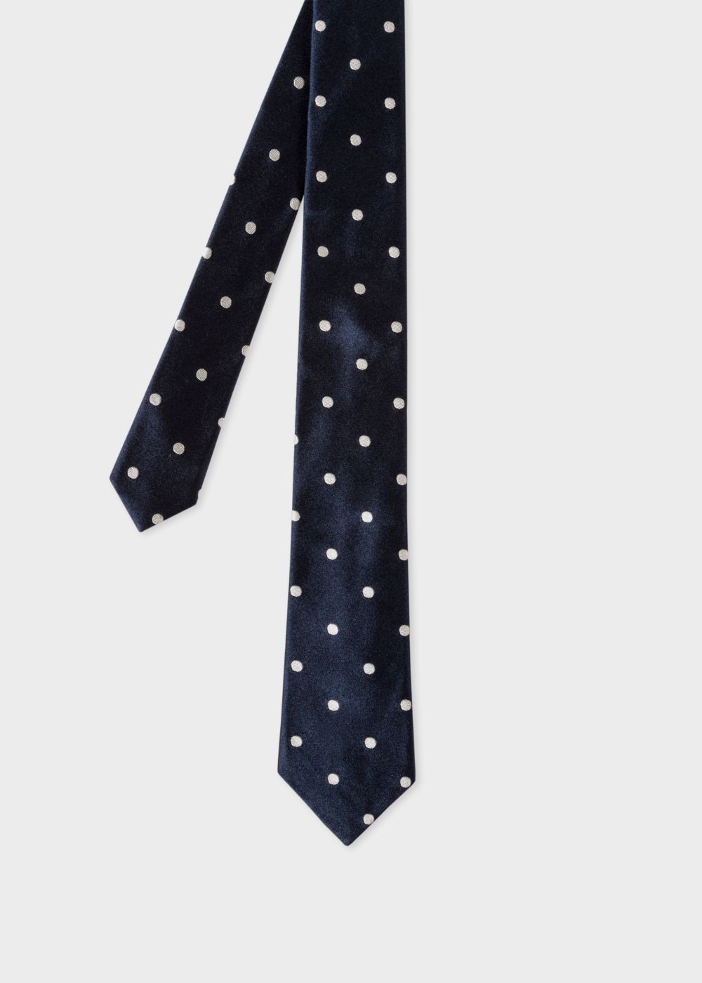 Paul Smith Mens's Navy And White Polka Dot Narrow Silk Tie