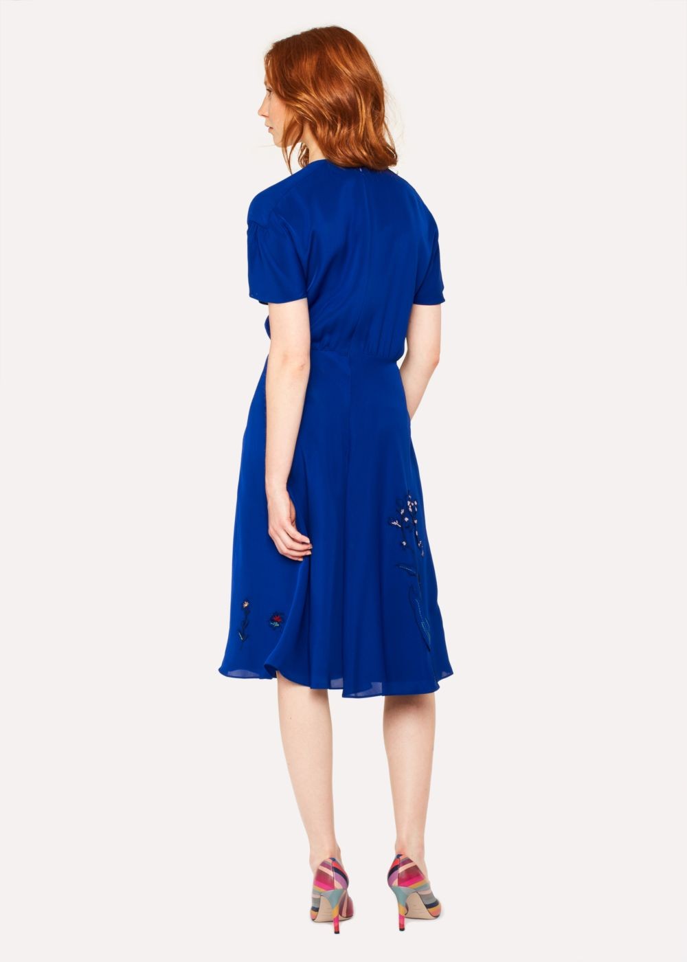 Paul Smith Women's Cobalt Blue Floral Embroidered Silk-Blend Dress