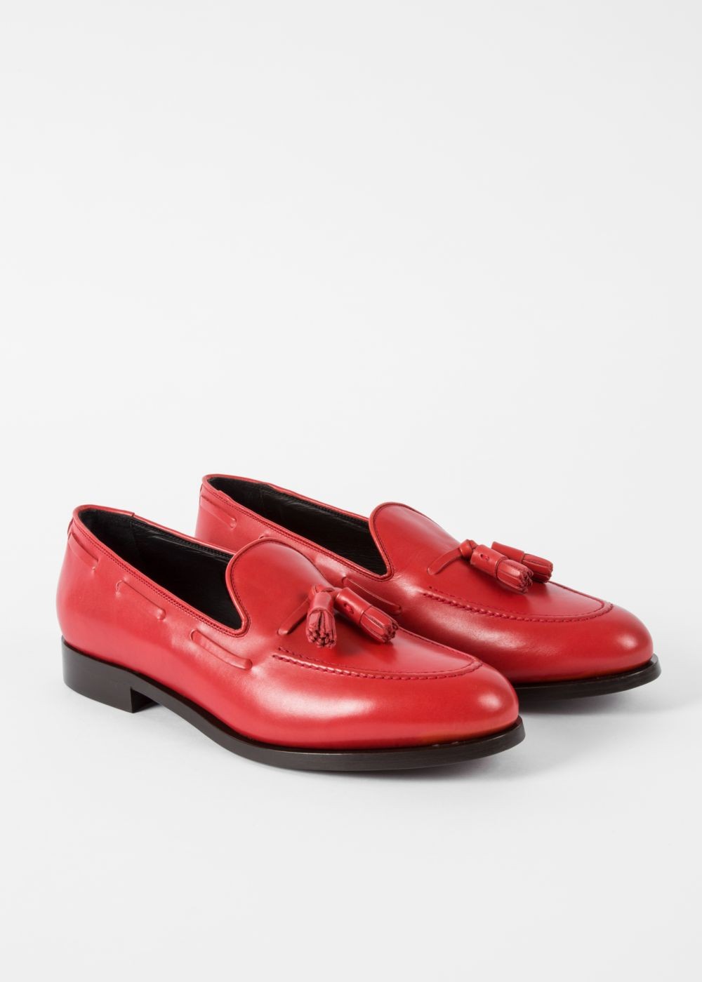 Paul Smith Men's Red Leather 'simmons' Tasseled Loafers Trainers