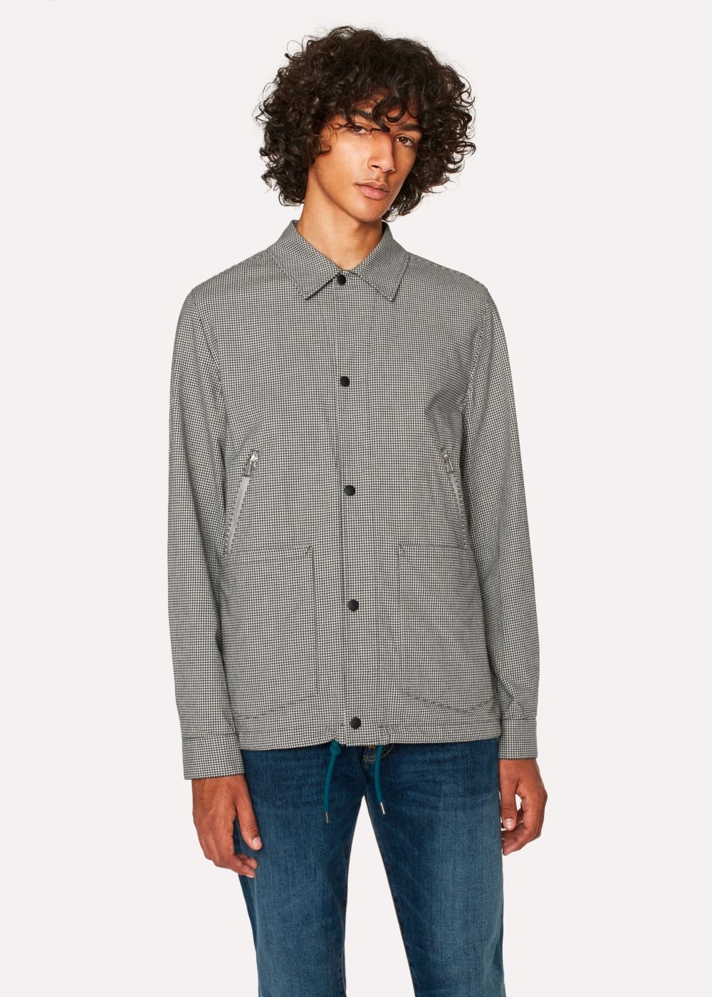Paul Smith Men's Black And White Gingham Coach Jackets