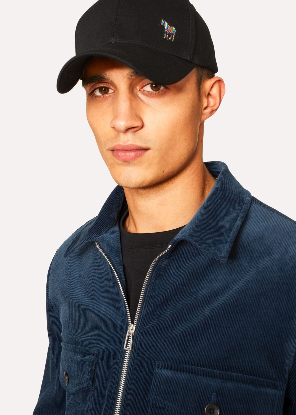 Paul Smith Mens's Black Cotton Zebra Logo Baseball Cap