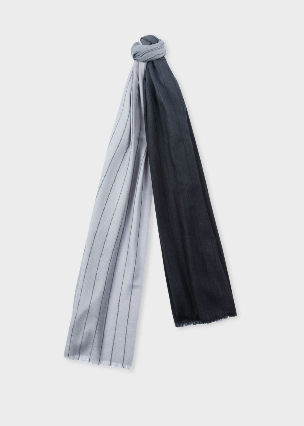 Paul Smith Men's Black And Grey Dip-Dye Stripe Cashmere-Blend Scarf