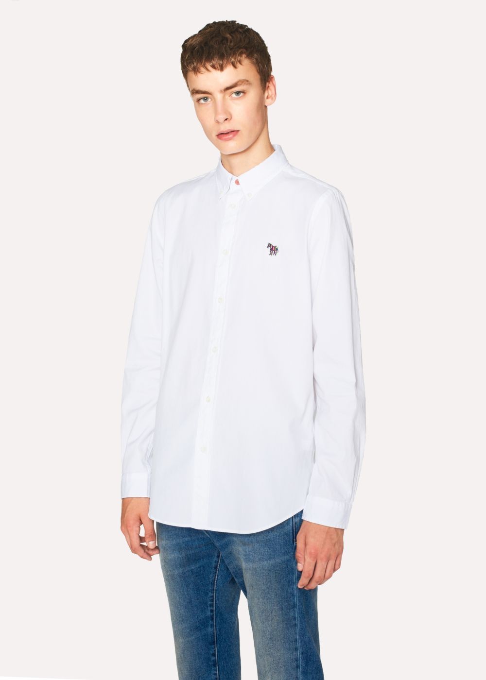 Paul Smith Men's Tailored-Fit White Cotton Tshirt With Zebra Motif