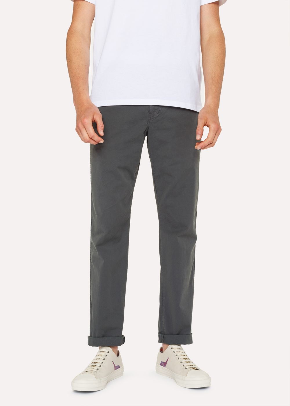 Paul Smith Men's Tapered-Fit Slate Grey Stretch Pima-Cotton Chinos Clothing