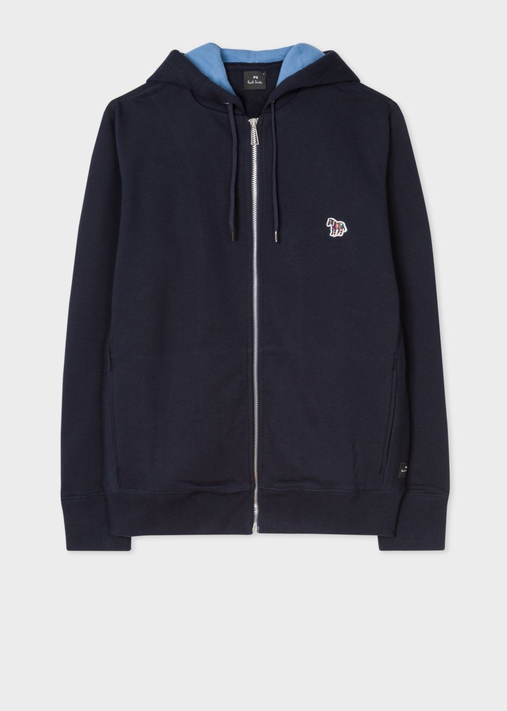 Paul Smith Mens's Navy Organic-Cotton Zip-Front Zebra Logo Hoodie