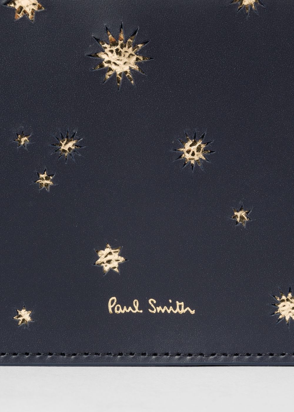Paul Smith Womens's Navy 'gold Star' Leather Tri-Fold Wallet