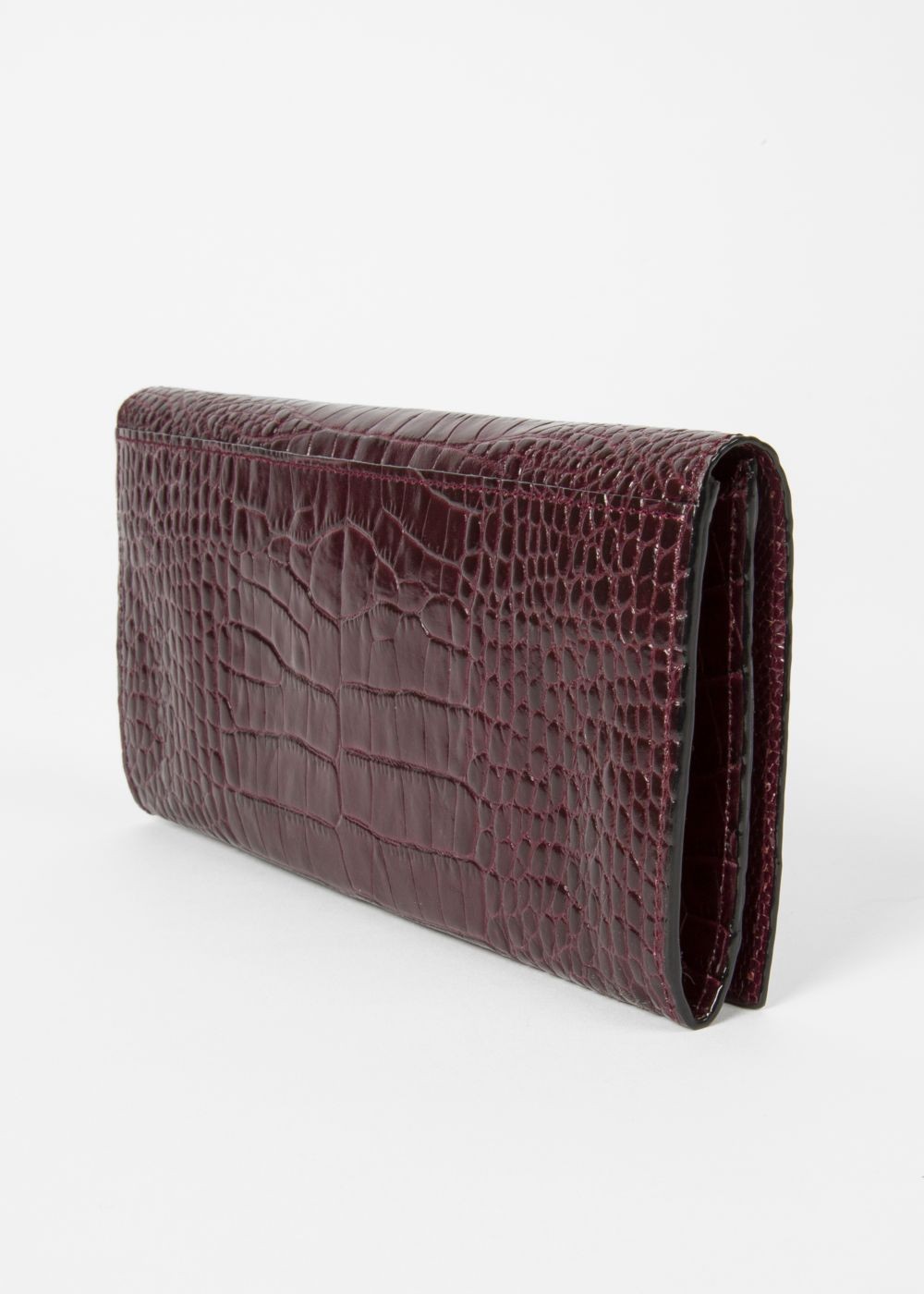 Paul Smith Women's Burgundy Mock-Croc Leather Tri-Fold Wallet