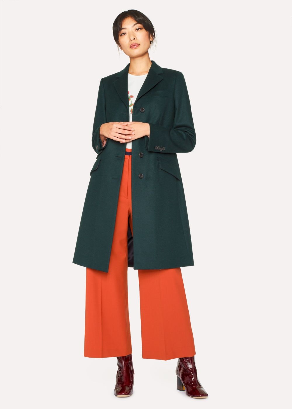 Paul Smith Women's Forest Green Wool And Cashmere-Blend Epsom Coat