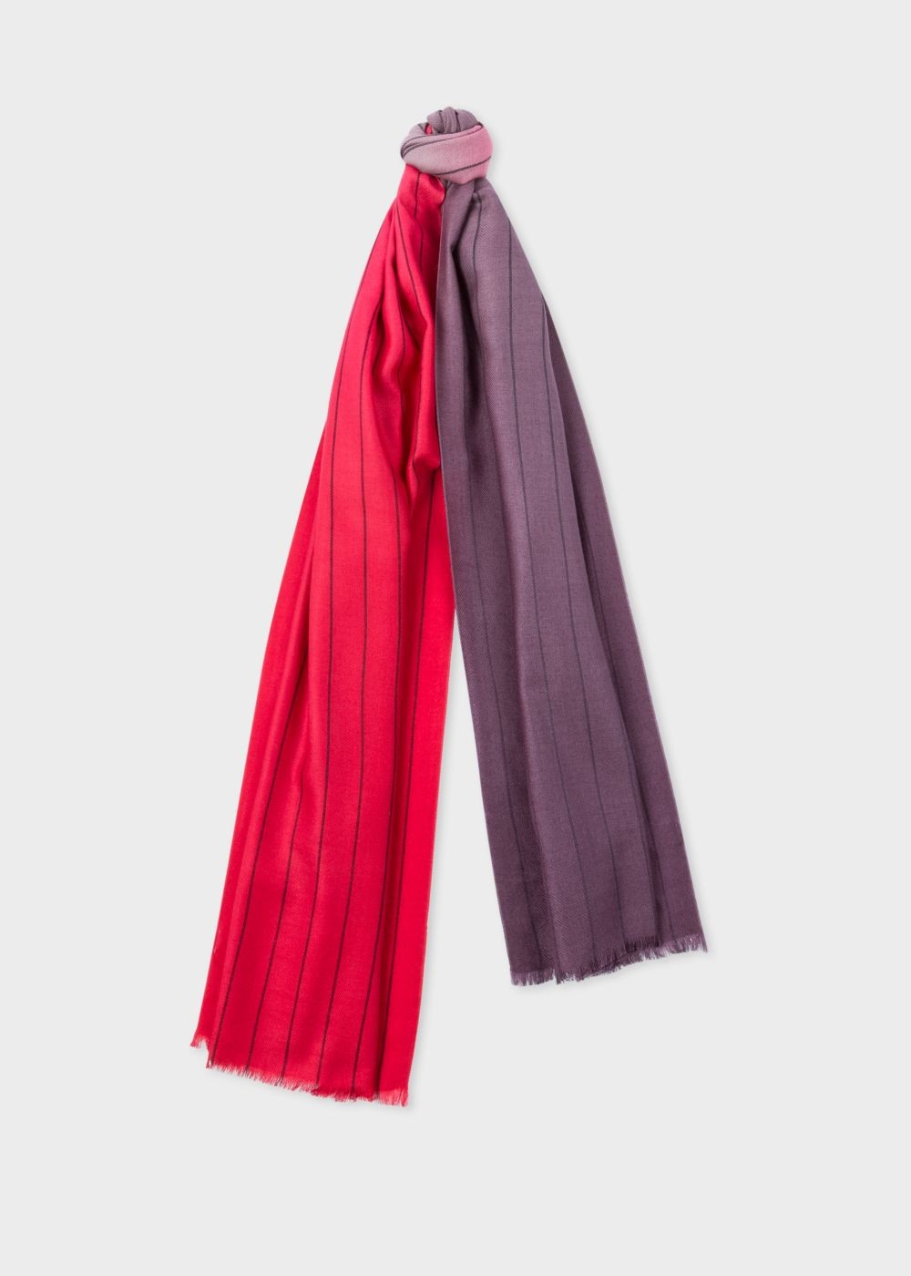 Paul Smith Mens's Red And Dark Purple Dip-Dye Stripe Cashmere-Blend Scarf