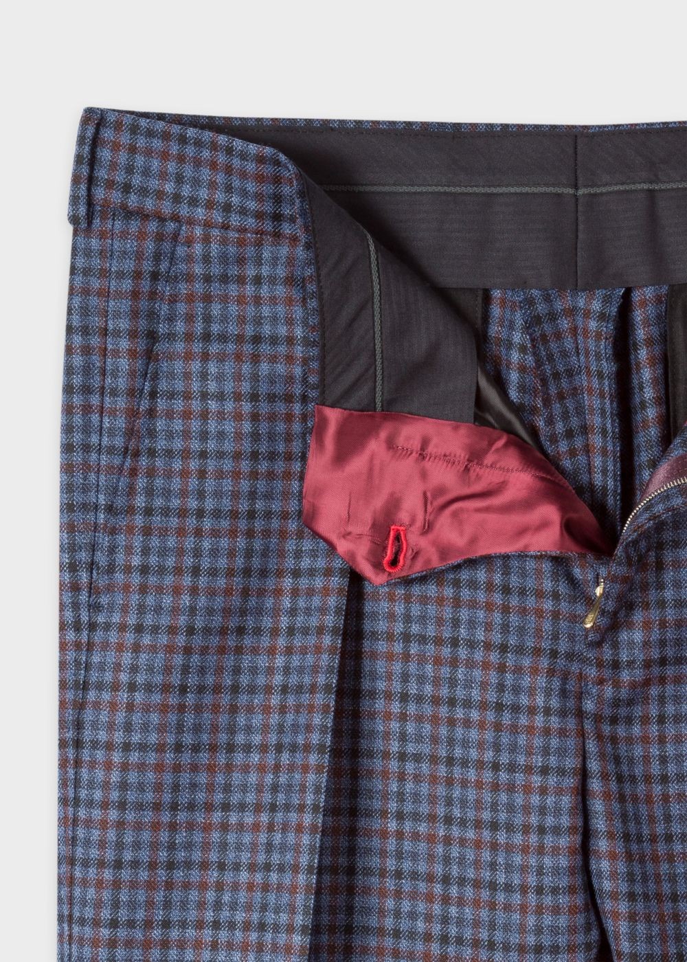 Paul Smith Men's Tapered-Fit Navy Plaid Wool Pants