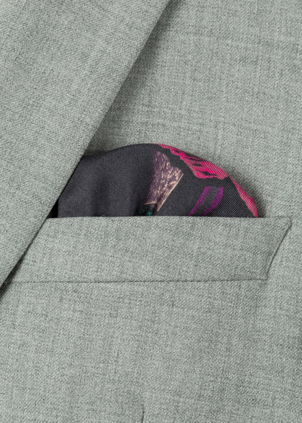 Paul Smith Men's Black 'florian' Print Silk Pocket Square Accessories