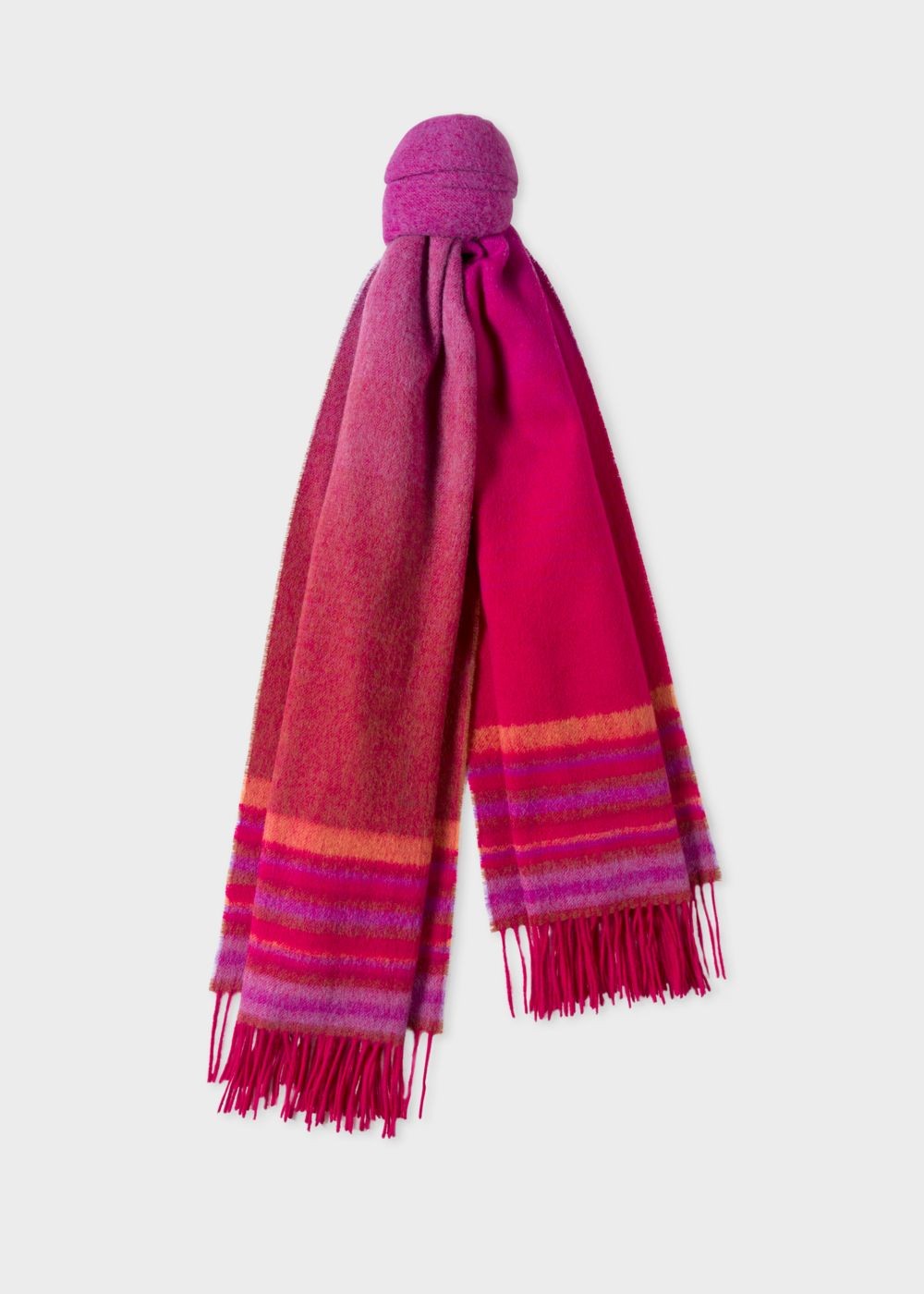 Paul Smith Lady's Red Ombré Lambswool And Cashmere Scarf