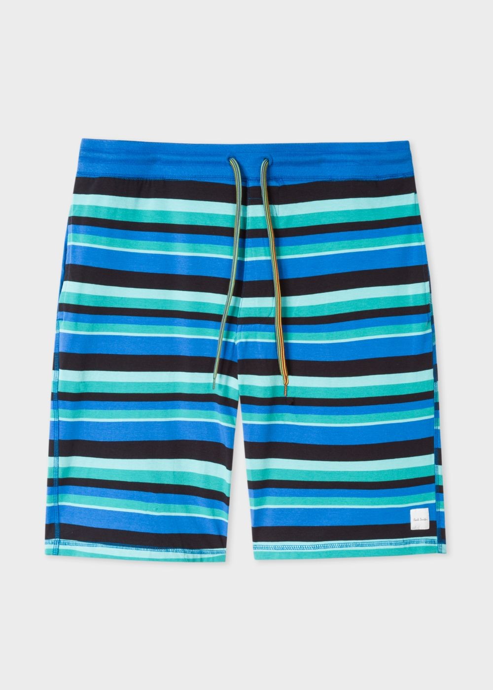 Paul Smith Men's Blue And Green Stripe Jersey Cotton Lounge Shorts