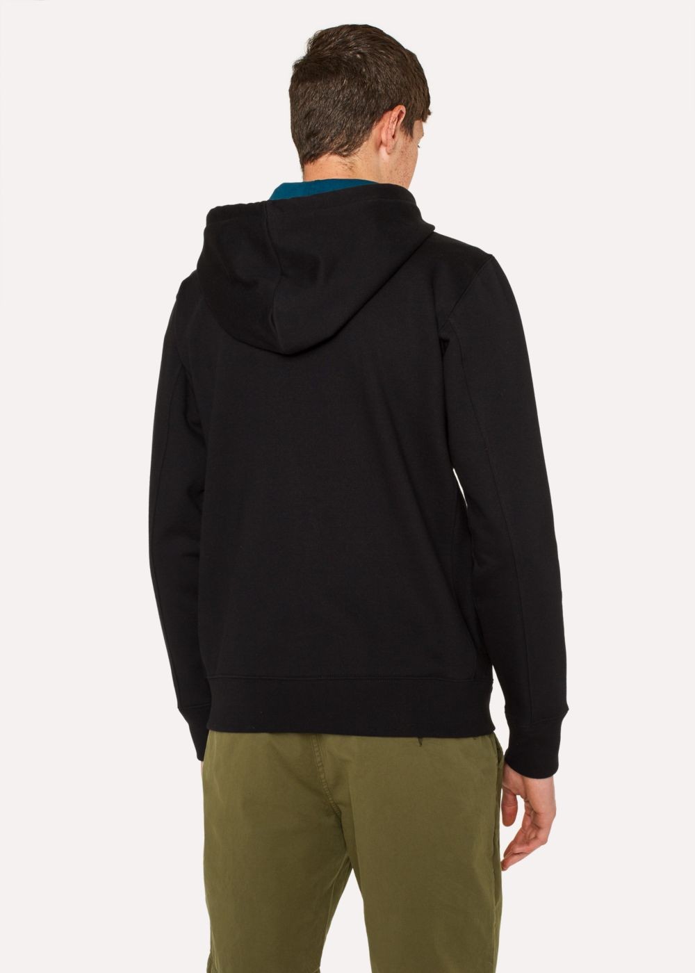 Paul Smith Mens's Black Organic-Cotton Zip-Front Zebra Logo Hoodie