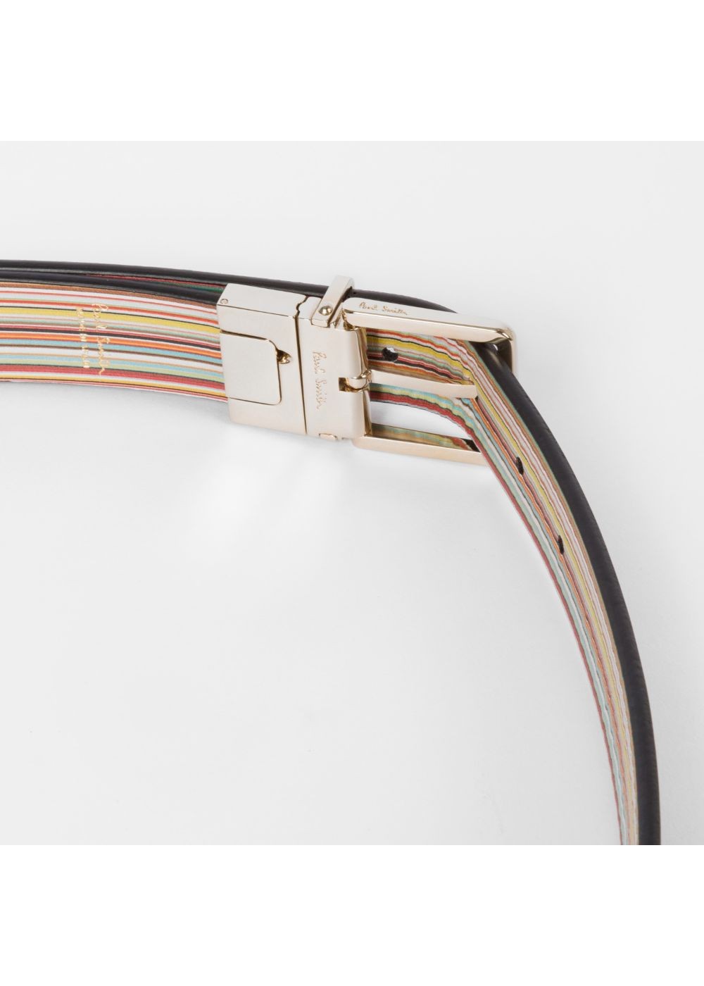 Paul Smith Men's Black And Signature Stripe Leather Cut-To-Fit Reversible Belt Kit