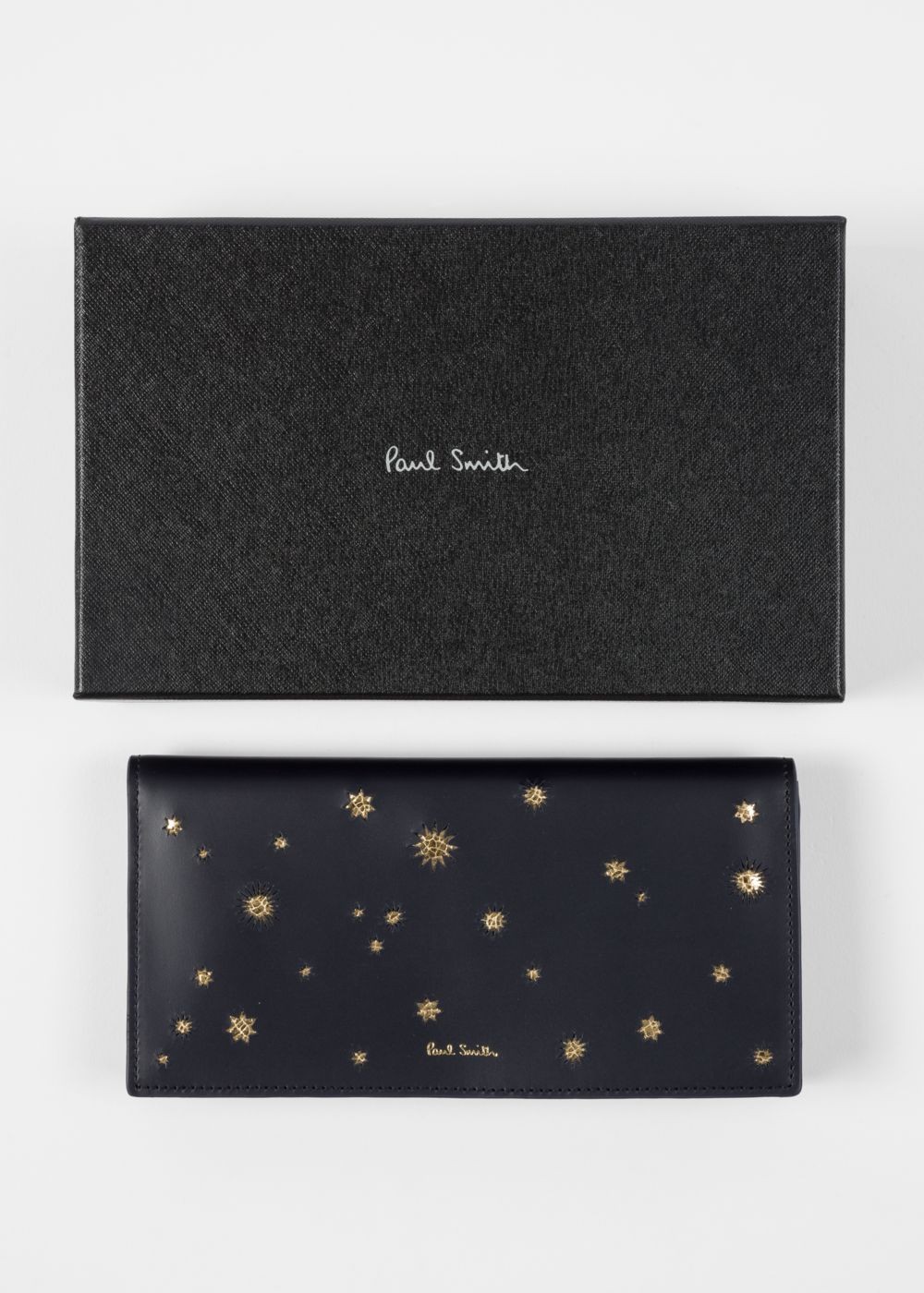 Paul Smith Womens's Navy 'gold Star' Leather Tri-Fold Wallet