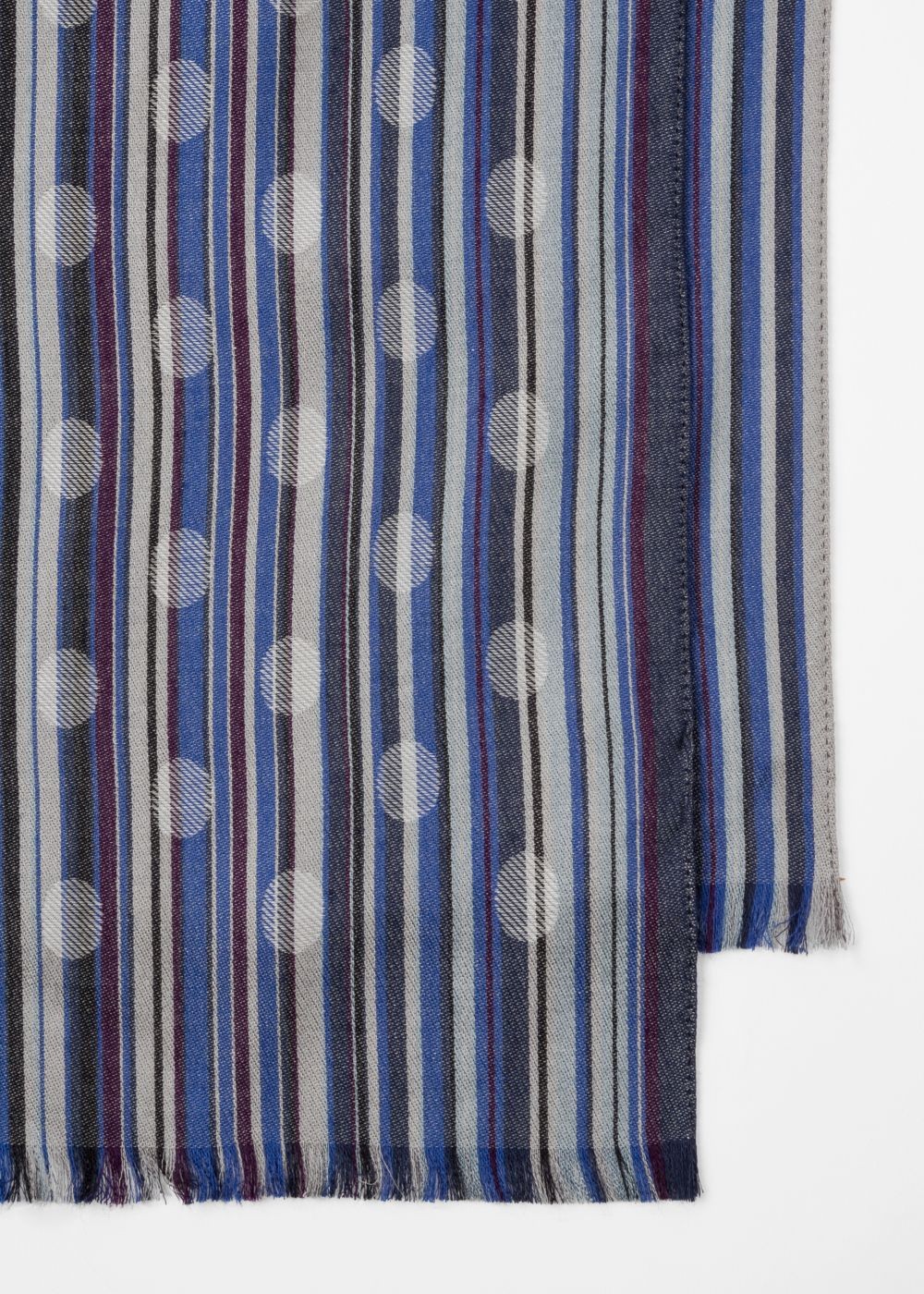 Paul Smith Men's Navy Signature Stripe Polka Dot Scarf