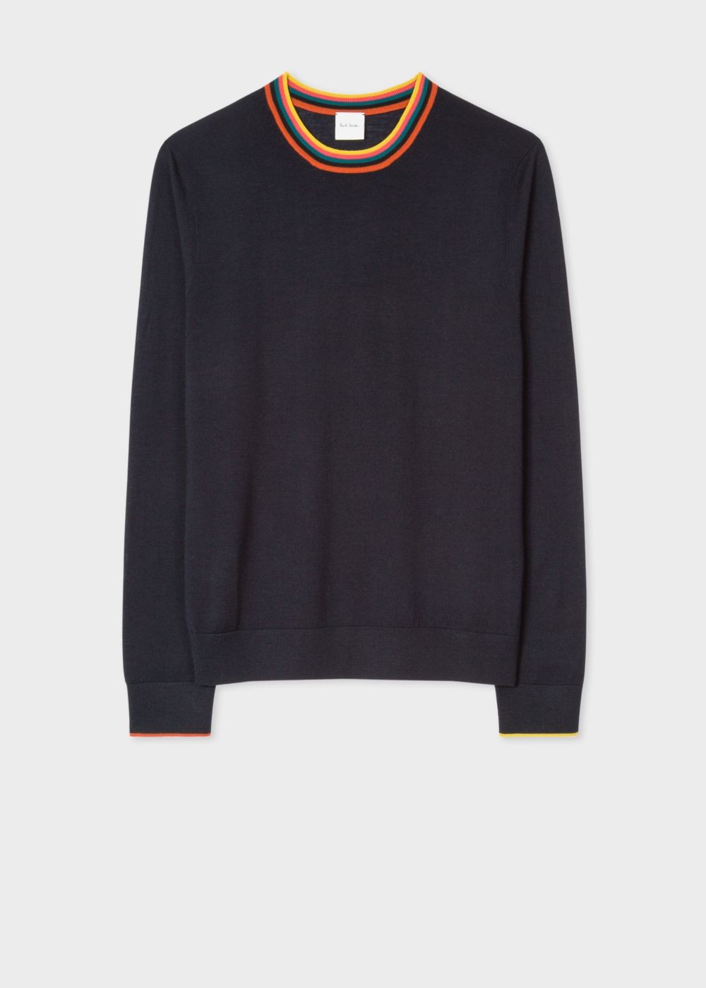 Paul Smith Mens's Navy Merino-Wool Sweater With 'artist Stripe' Collar