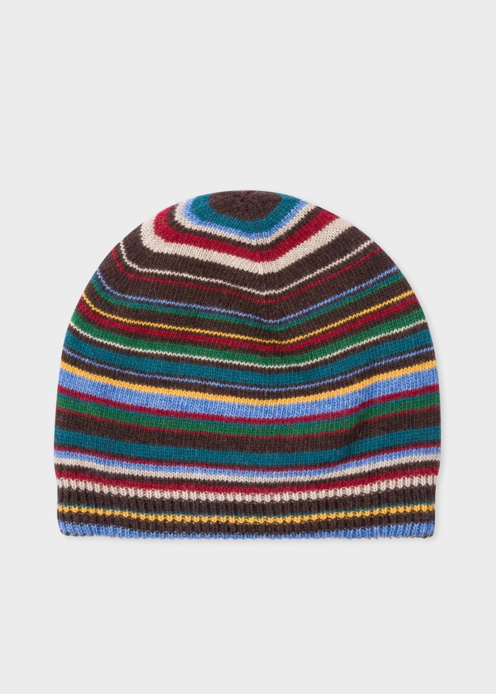 Paul Smith Mens's Signature Stripe Wool-Cashmere Beanie Hats
