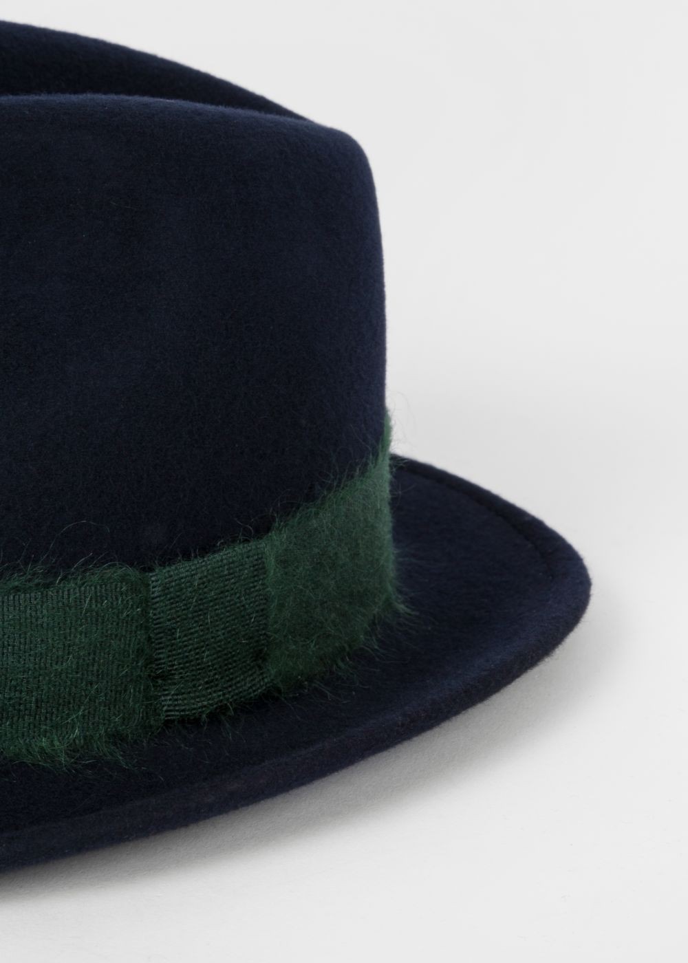 Paul Smith Men's Navy Mohair-Band Wool Trilby Caps