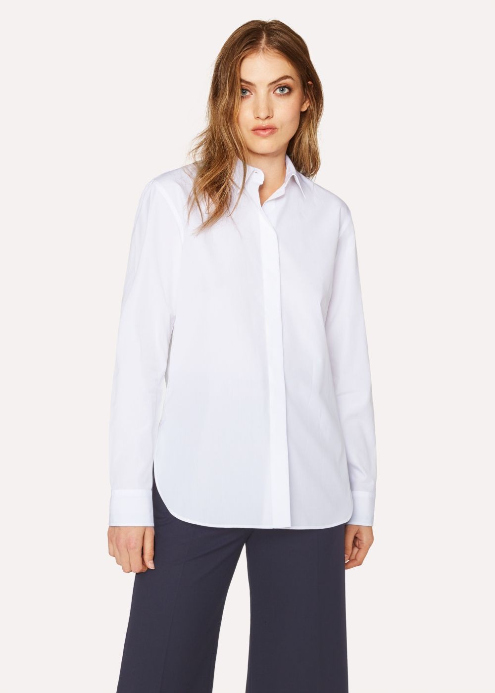 Paul Smith Womens's White Cotton Tee With 'artist Stripe' Cuff Linings