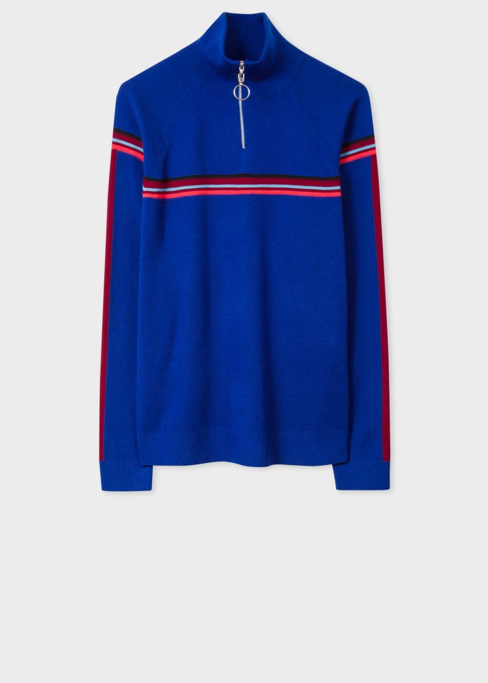 Paul Smith Womens's Cobalt Blue Funnel Neck Wool Half-Zip Sweater