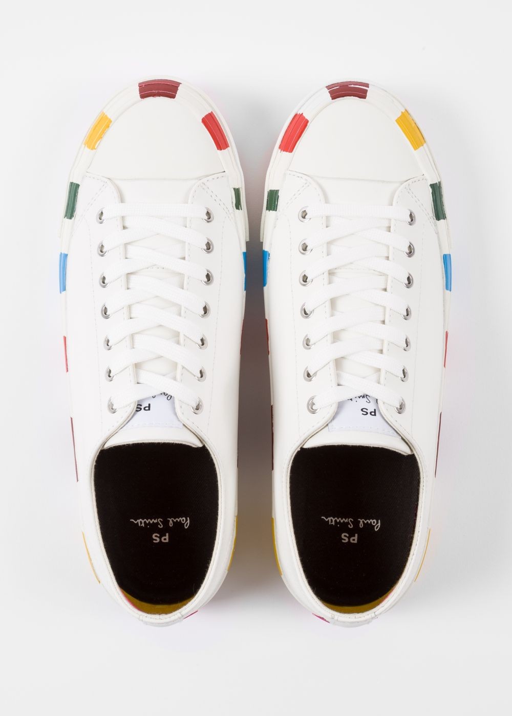 Paul Smith Men's White Leather 'nolan' Shoes With Multi-Coloured Soles