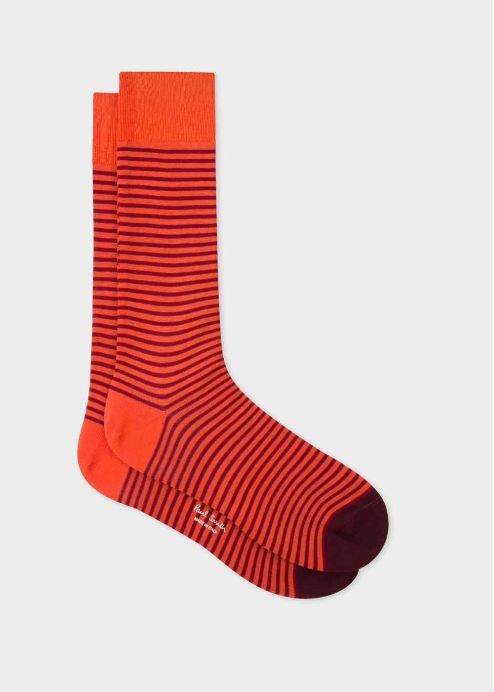 Paul Smith Men's Orange And Burgundy Thin Stripe Socks