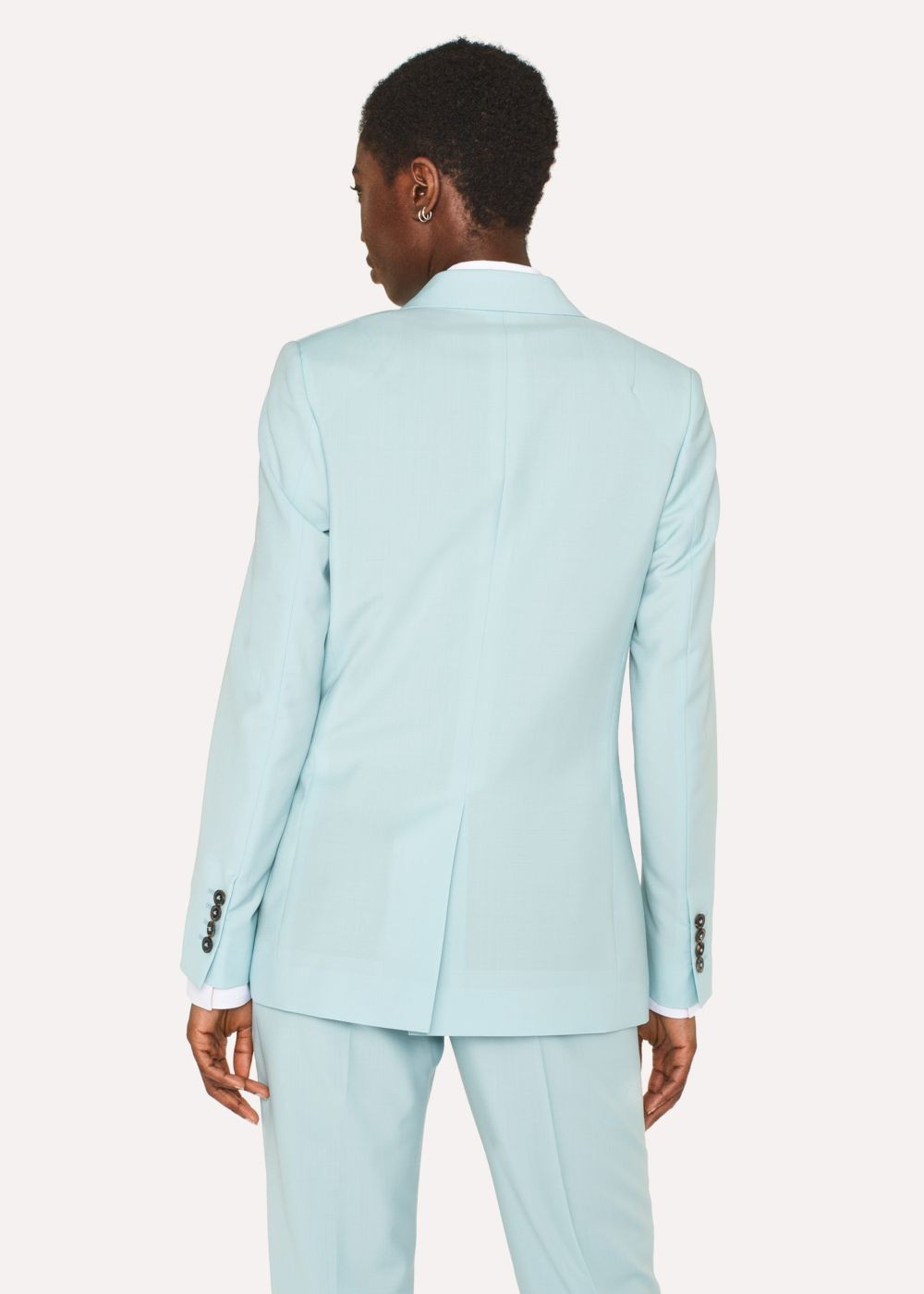 Paul Smith Lady's Turquoise Two-Button Wool-Mohair Blazer Clothing