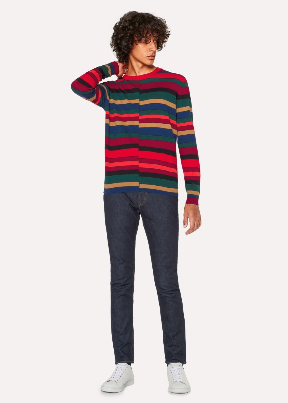 Paul Smith Men's Red Wool Sweater With Multi-Coloured Stripes