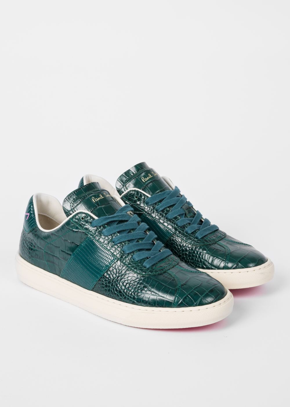 Paul Smith Lady's Teal Mock-Croc Leather 'levon' Sneaker
