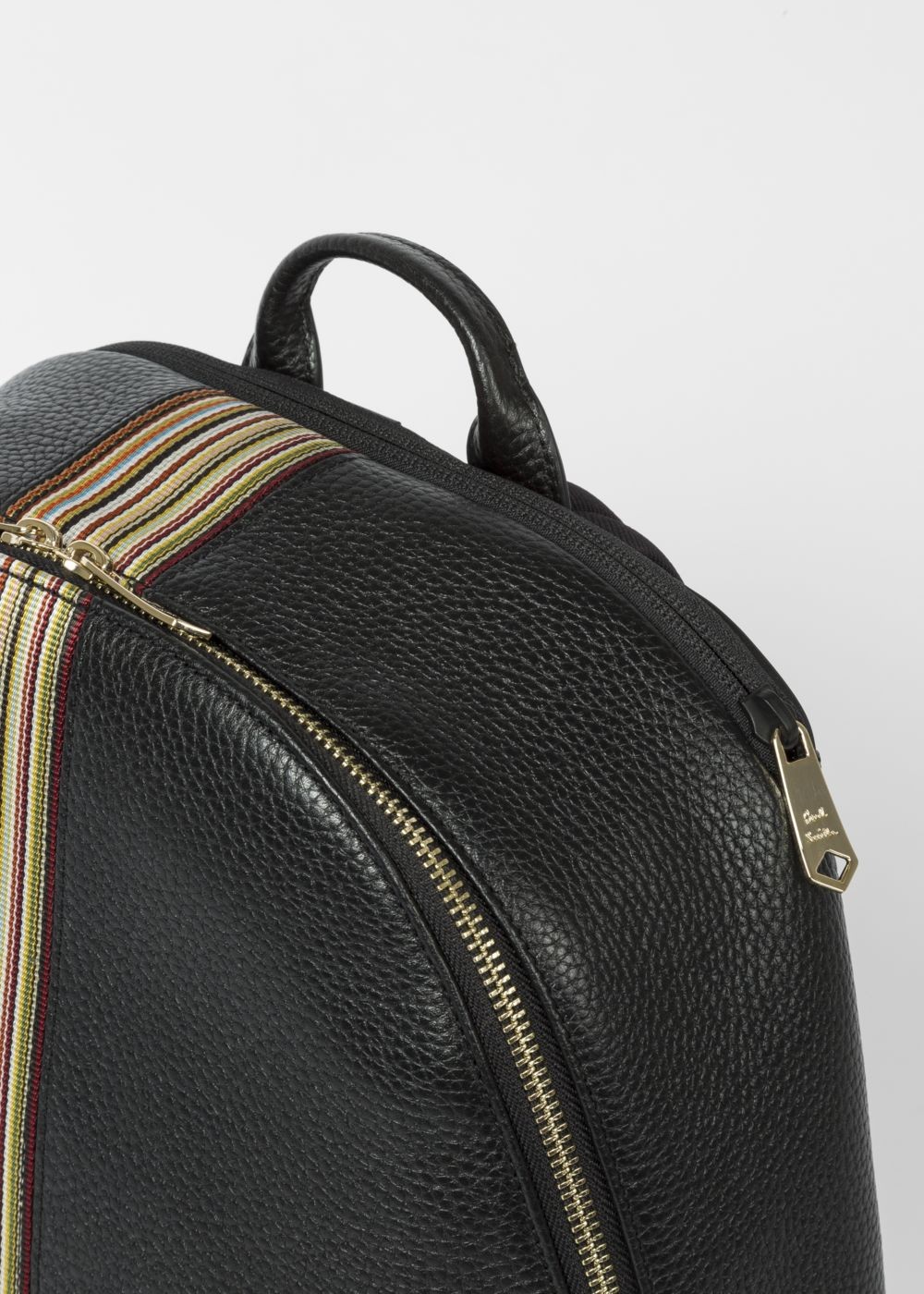 Paul Smith Men's Black Leather Signature Stripe Backpack