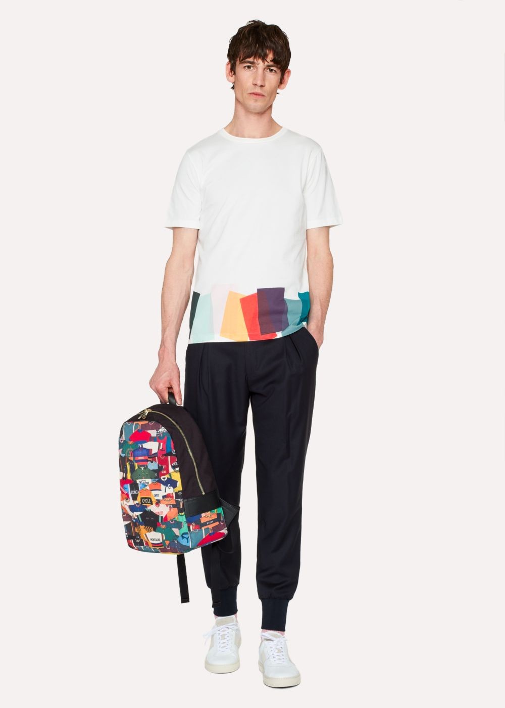 Paul Smith Men's 'cycling Jerseys' Print Canvas Backpack