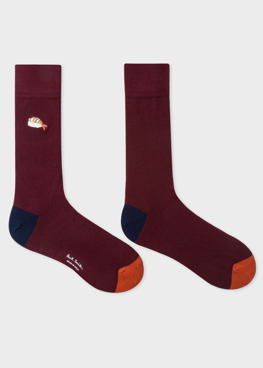Paul Smith Men's Burgundy Socks With 'sushi' Embroidery
