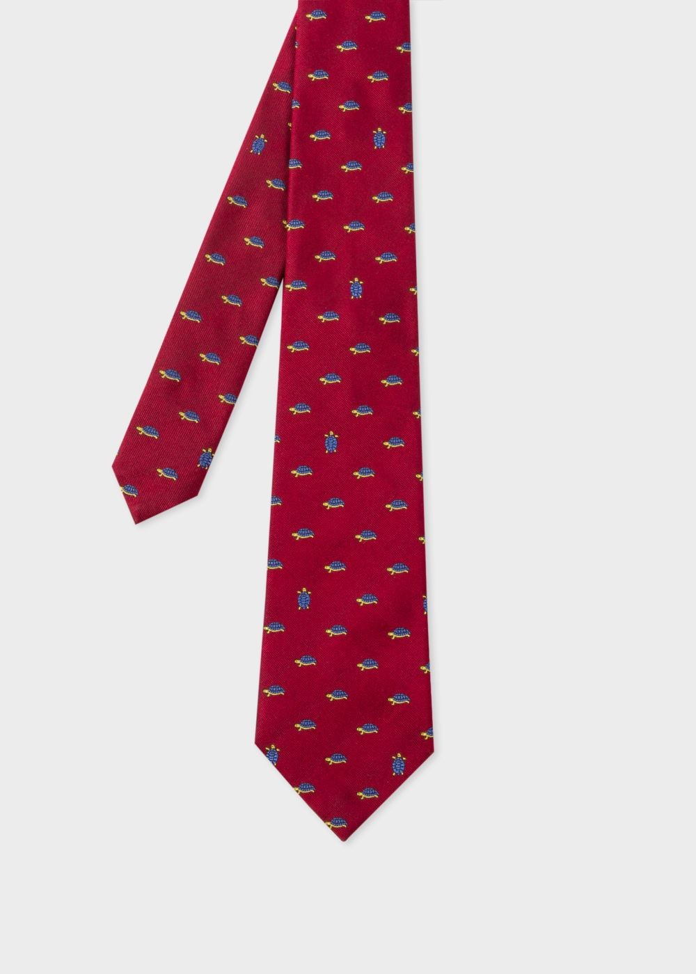 Paul Smith Mens's Red Embroidered Turtle Motif Silk Tie