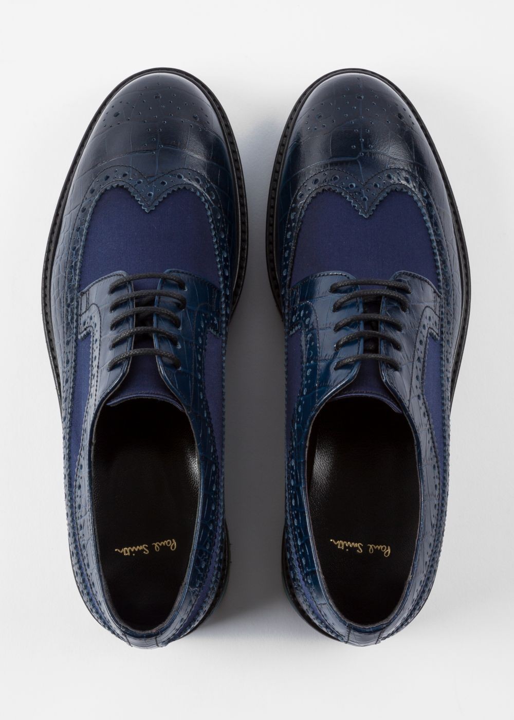 Paul Smith Women's Dark Navy Mock-Croc Leather 'grand' Brogues With Striped Soles Trainers