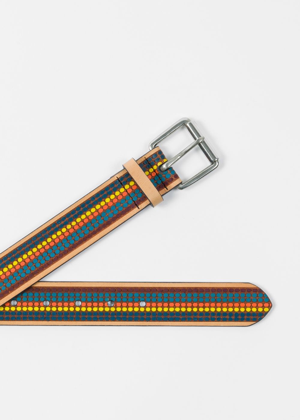 Paul Smith Mens's Multi-Coloured Polka Dot Leather Belt