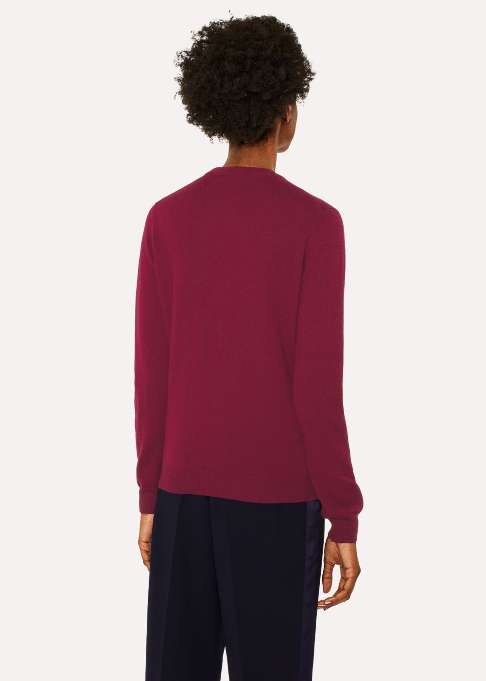 Paul Smith Lady's Burgundy Floral Appliqué Cashmere Sweater